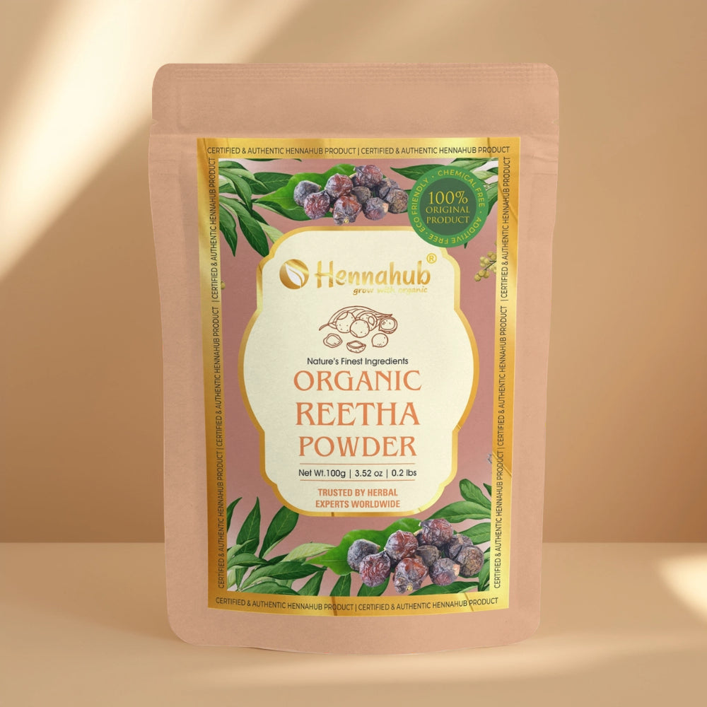 Hennahub Gold Reetha Powder for Natural Hair Cleansing and Scalp Health, Soapnut | Double Filtered 100g