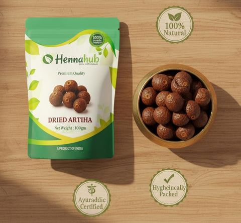 Hennahub Whole Dried Raw Reetha (Sabut) 100gm Pack | 100% Natural Soapnut for Hair Cleansing | Ayurvedic Herbal Shampoo Base | Chemical-Free & Pure