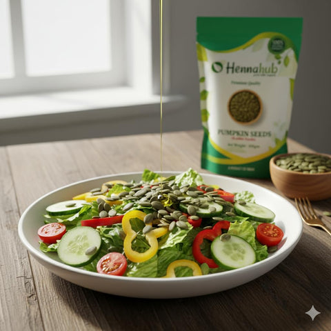 Hennahub Pumpkin Seeds 100gm | Raw & Crunchy Edible Seeds | Premium Food Grade | Fibre & Plant Protein Rich | For Snacking, Smoothies, Granola, Salads & Baking Recipes