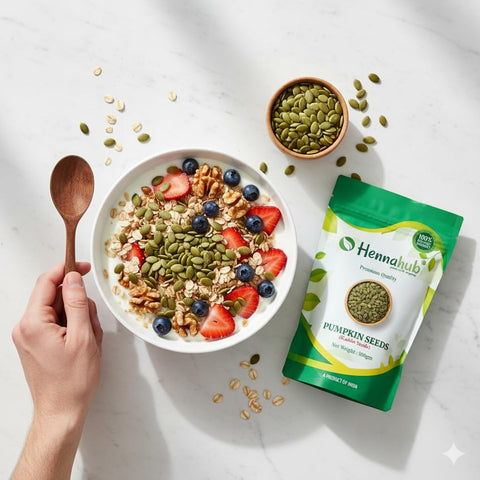 Hennahub Pumpkin Seeds 100gm | Raw & Crunchy Edible Seeds | Premium Food Grade | Fibre & Plant Protein Rich | For Snacking, Smoothies, Granola, Salads & Baking Recipes