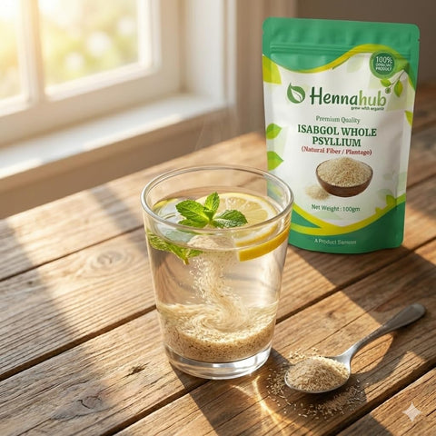 Hennahub Isabgol Bhusi 100gm (Food Grade) | Whole Psyllium Husk / Ispaghula / Plantago ovata Husk | Natural Dietary Fibre for Smoothies, Shakes & Daily Wellness Drinks