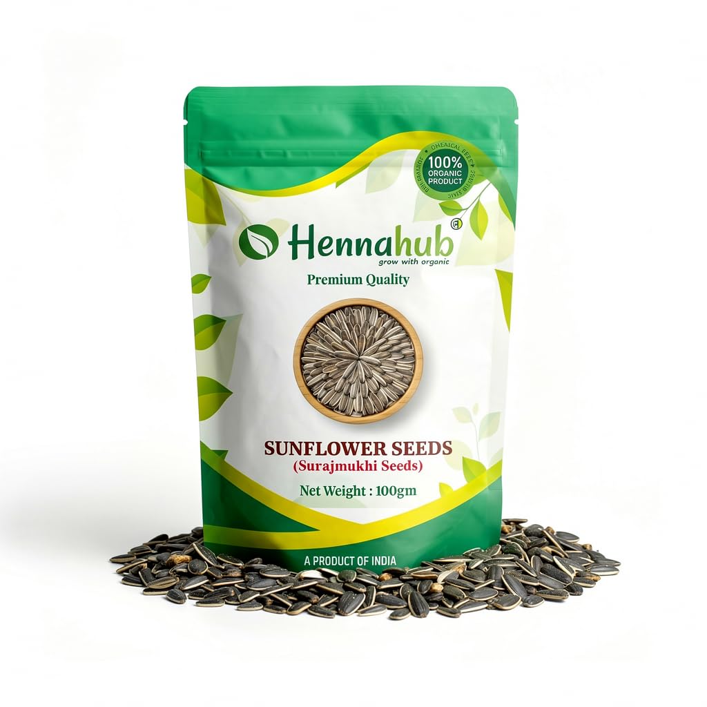 Hennahub Premium Sunflower Seeds 100g | Raw & Unroasted | Vitamin E, Protein & Fibre-Rich Superfood | Healthy Snacking, Baking, Salads & Breakfast Toppings | Gluten-Free Edible Seeds