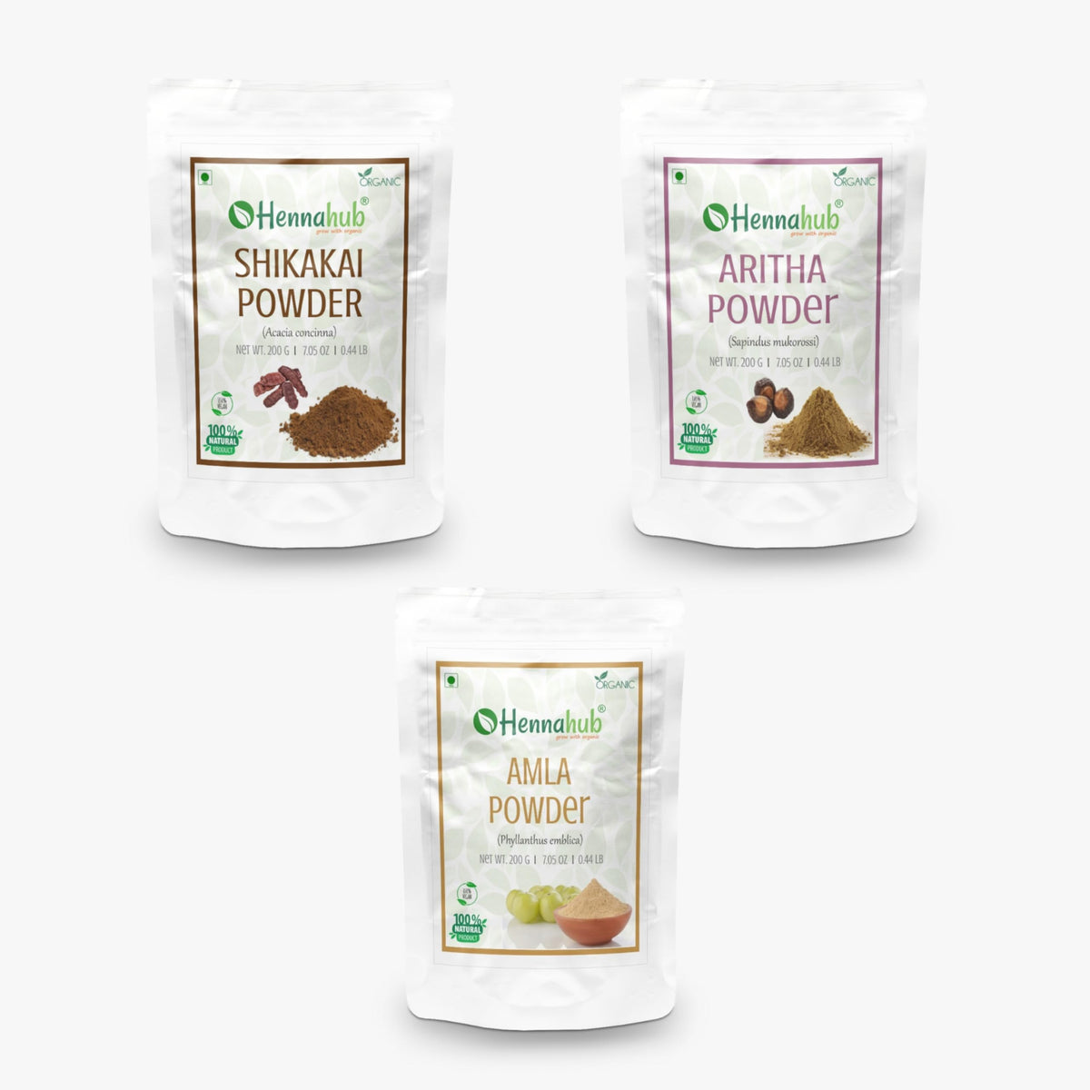 HENNAHUB Hair Care Combo Amla, Reetha, and Shikakai Powder (1kg Each) Super Saver Jumbo Pack with Free Iron Bowl for Ultimate Hair Care | Helps Reduce Hairfall & Improve Hair Quality