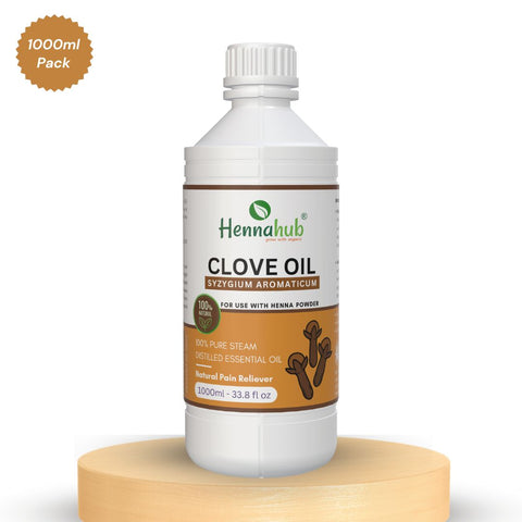 Pure Clove Essential Oil 1000ml Pack | Free 1 Kg BAQ Henna Powder | Purity 95%