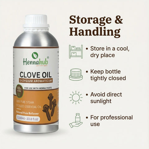 Pure Clove Essential Oil 1000ml Pack, Purity 95% | For Henna Artist