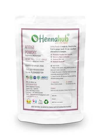 Organic Aritha Powder for Hair 200 gm (Reetha/Soapnut Powder) - hennahubstore