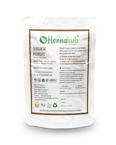 Organic Shikakai Powder for Hair care, 200gm - hennahubstore