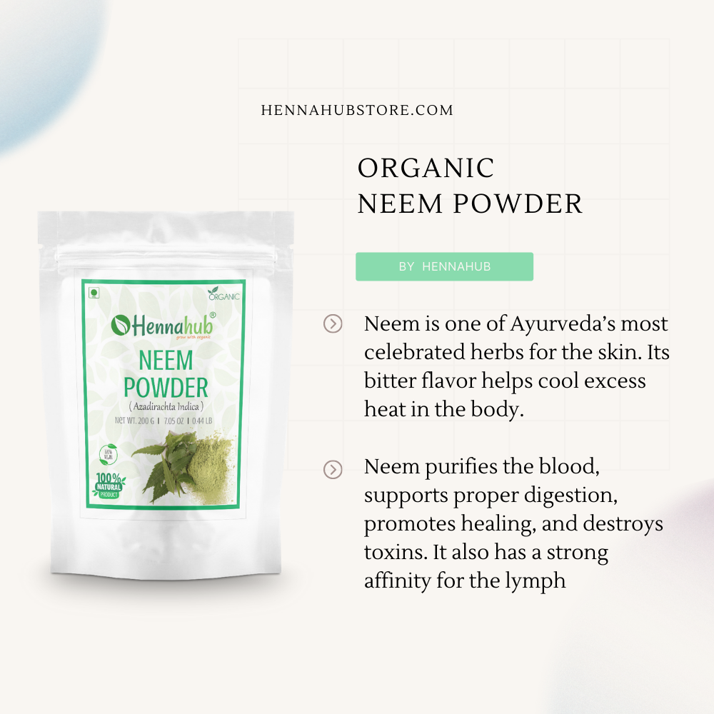 Organic Neem Powder for Face Care, 200gm - hennahubstore