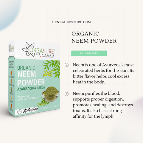 Organic Neem Powder for Face and Hair Care, 200gm - hennahubstore